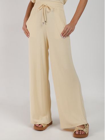 Calça Malha Waflle Pantalona Autentique Feminina BEGE