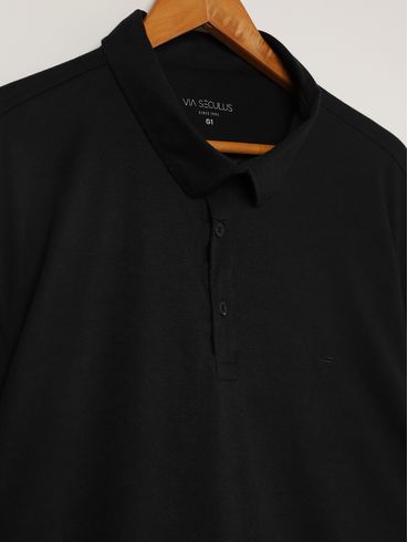 Polo Piquet Manga Curta Plus Size Masculina PRETO