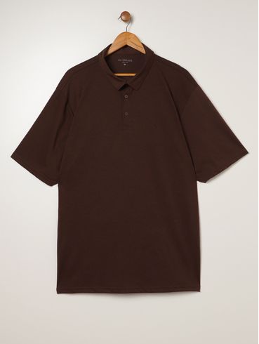 Polo Piquet Manga Curta Plus Size Masculina MARROM