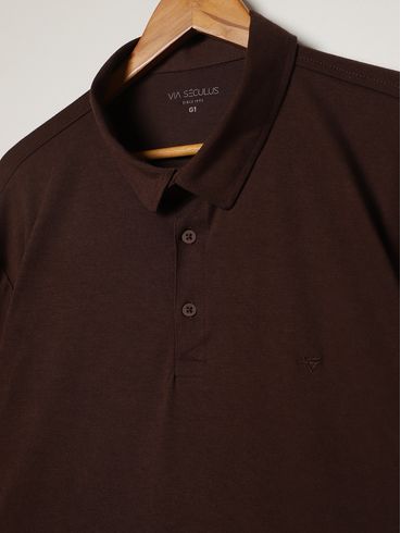 Polo Piquet Manga Curta Plus Size Masculina MARROM