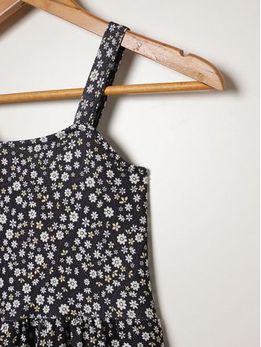 Vestido Malha Crepe Juvenil Para Menina - PRETO
