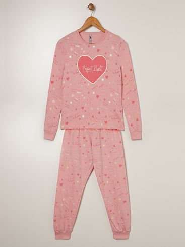 Pijama Longo Juvenil Para Menina - ROSA