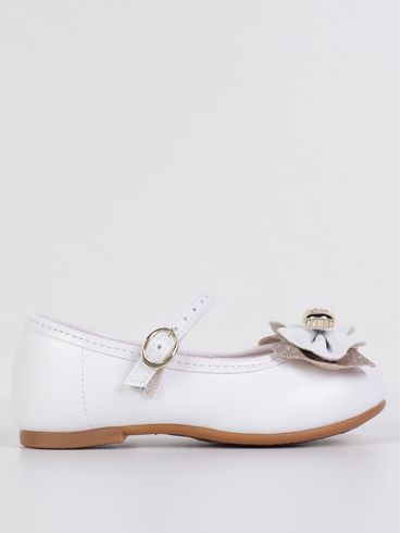 Sapatilha Laço Molekinha Infantil Para Menina - BRANCO/DOURADO