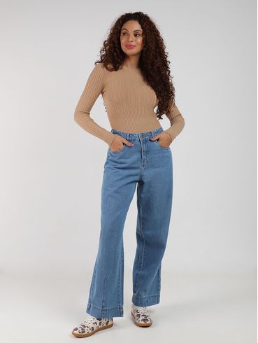 Calça Jeans Wide Leg Petit Sawary Feminina AZUL