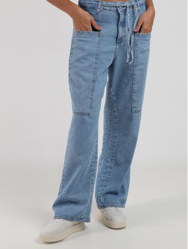 Calça Jeans Bolsos Amplos Autentique Feminina AZUL