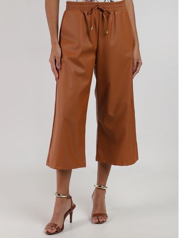 Calça PU Pantacourt Autentique Feminina CARAMELO