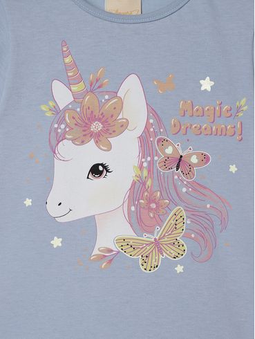 Pijama Curto Infantil Para Menina - AZUL
