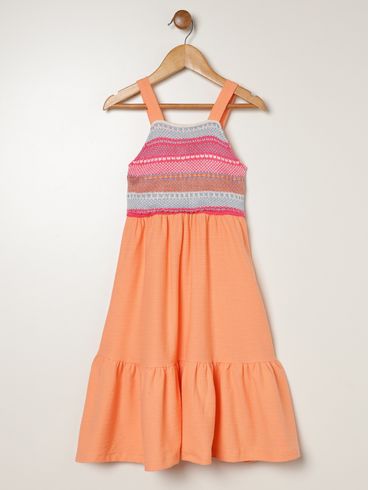 Vestido Infantil Para Menina - LARANJA