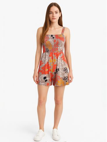 Macacão Curto Autentique Feminina BEGE/LARANJA
