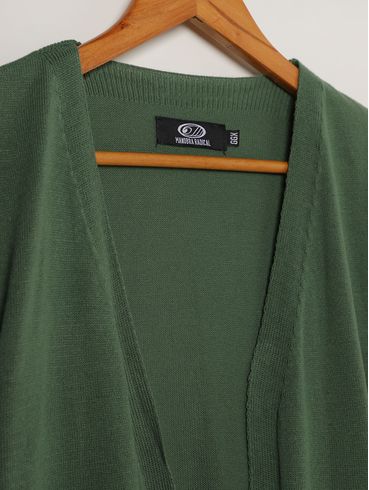 Casaco Cardigan Alongado Plus Size Feminino VERDE