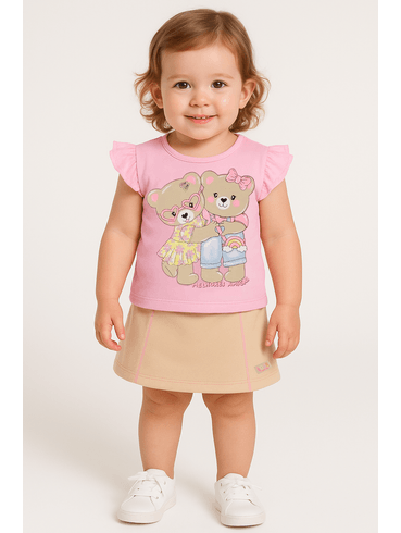 Conjunto Curto Infantil Para Menina - ROSA