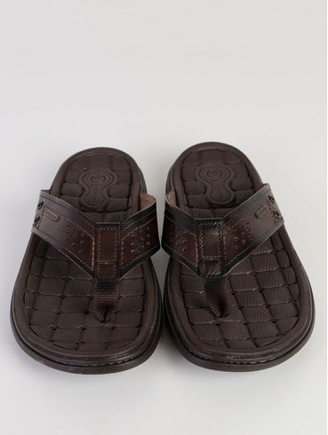 Chinelo Couro Pegada Masculino Marrom
