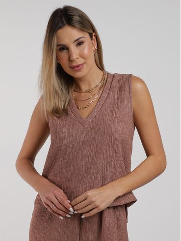 Blusa Mullet Sem Manga Autentique Feminina MARROM