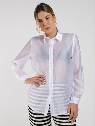 Camisa Transparência Martingale Feminina BRANCO