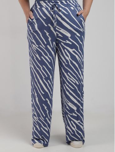 Calça Wide Leg Autentique Plus Size Feminina AZUL