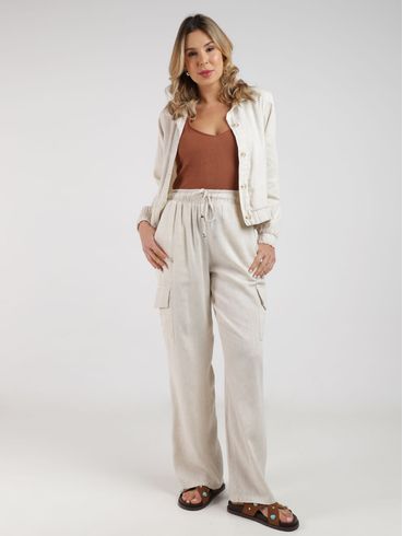 Casaco Linho Bomber Autentique Feminino NATURAL