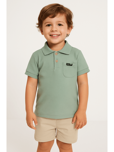 Polo Manga Curta Infantil Para Menino - VERDE