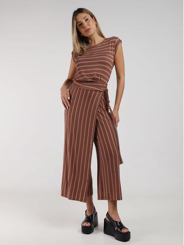 Blusa Muscle Tee Listrada Autentique Feminina MARROM