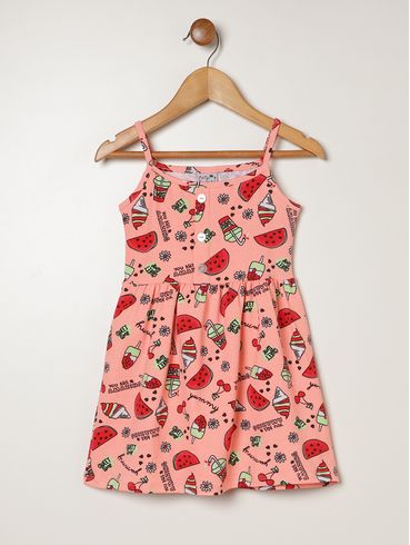 Vestido Cotton Infantil Para Menina - LARANJA