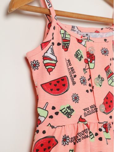 Vestido Cotton Infantil Para Menina - LARANJA
