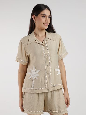 Camisa Coqueiros Feminina BEGE