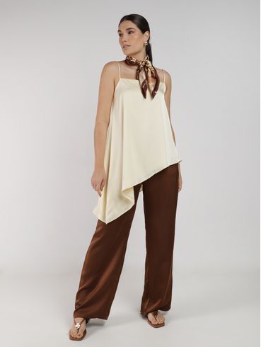 Blusa Cetim Assimétrica Eagle Rock Feminina AMARELO