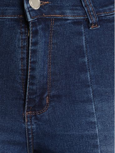 Calça Jeans Cigarrete Frizo Frontal Feminina AZUL