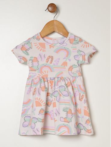Vestido Cotton Infantil Para Bebê  Menina - OFF WHITE