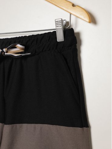 Bermuda Malha Juvenil Para Menino - PRETO/CINZA/BEGE