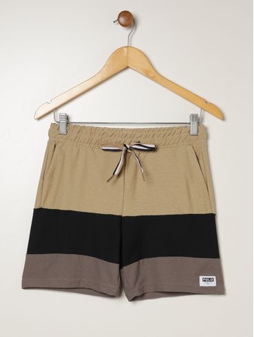 Bermuda Malha Juvenil Para Menino - BEGE/PRETO/CINZA