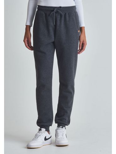 Calça básica moletom com punho chumbo mescla