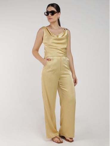 Blusa Capa Acetinada Fivela Eagle Rock Feminina AMARELO