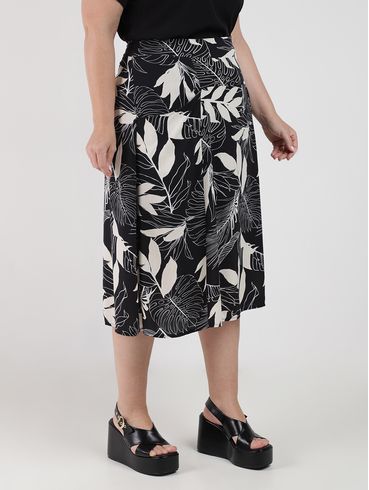 Saia Midi Plus Size Feminina PRETO