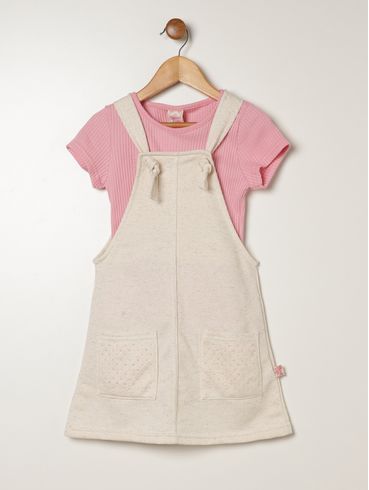 Salopete Moletinho Infantil Para Menina - NATURAL