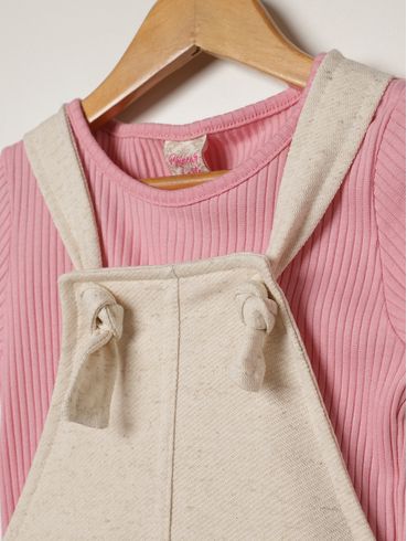 Salopete Moletinho Infantil Para Menina - NATURAL
