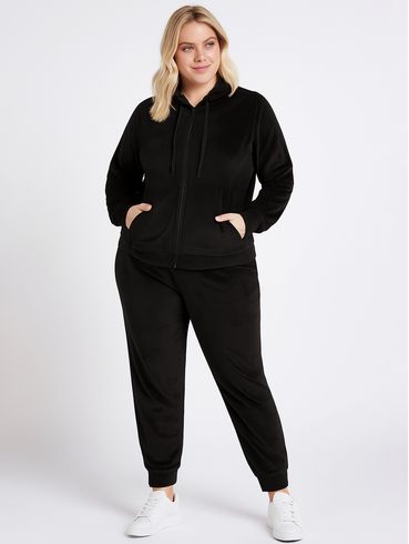 Conjunto Plush Longo Plus Size Feminino PRETO