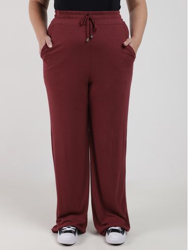 Calça Canelada Plus Size Autentique Feminina BORDO