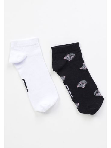 Kit meia sapatilha estampada gatinho