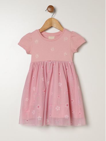 Vestido Tule Infantil Para Bebê Menina - ROSE