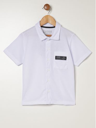 Camisa Malha Texturizada Infantil Para Menino - BRANCO