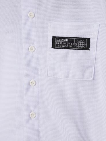 Camisa Malha Texturizada Infantil Para Menino - BRANCO