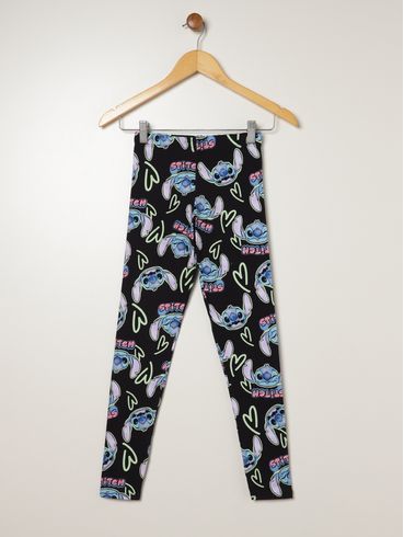 Calça Legging Cotton Stitch Juvenil Para Menina - PRETO