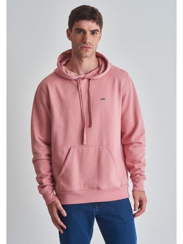 Moletom básico canguru com capuz rosa