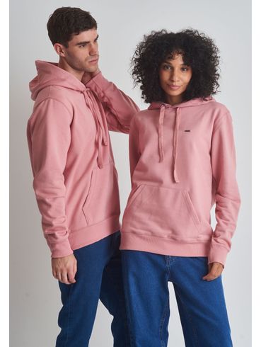 Moletom básico canguru com capuz rosa