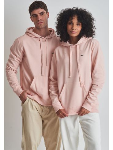 Moletom básico canguru com capuz rosa lótus