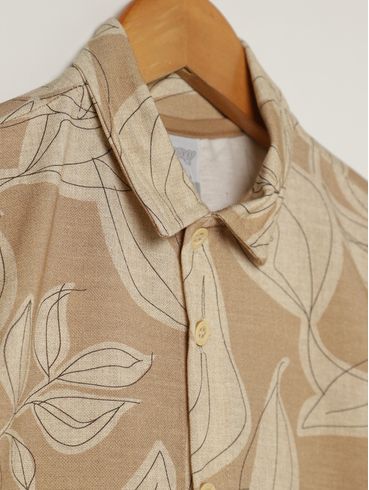 Camisa Malha Manga Curta Infantil Para Menino- BEGE