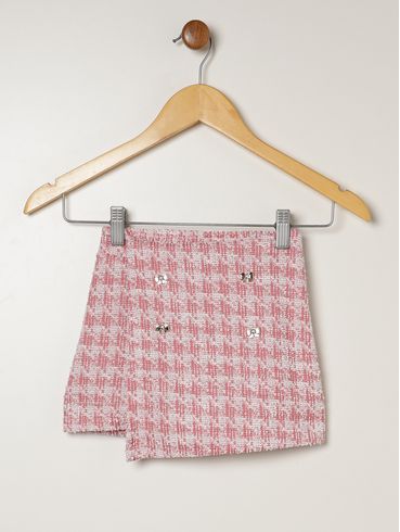 Short Malha Tweed Infantil Para Menina - ROSA