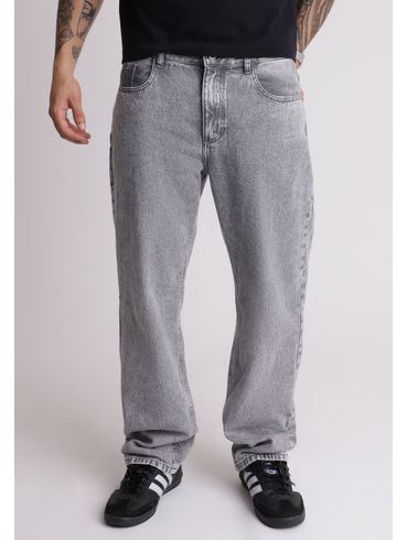 Calça jeans reta cinza