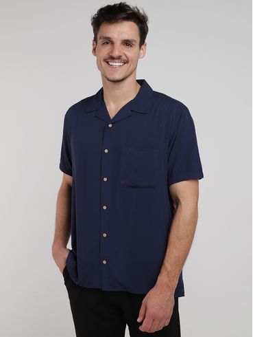 Camisa Gola Cubana Masculina MARINHO