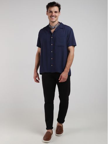 Camisa Gola Cubana Masculina MARINHO